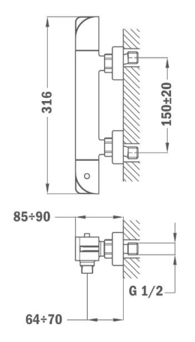 Strohm Teka Soller termosztátos zuhany csaptelep 85.201.02.00 (852010200-H)