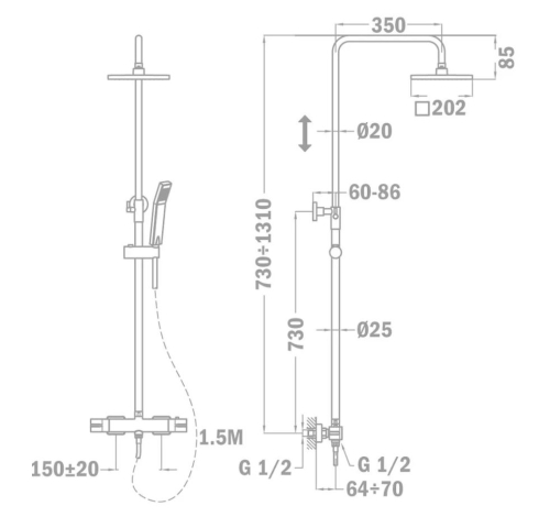 Strohm Teka Soller Dual Control zuhanyrendszer 85.278.02.00 (852780200-H)