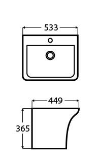 Wellis Freesia 53,3×44,9×36,5 cm fali mosdó, WF00051