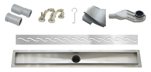 Wellis Wavy W-Drain prémium rozsdamentes acél zuhanyfolyóka szett, 800 mm WE00090
