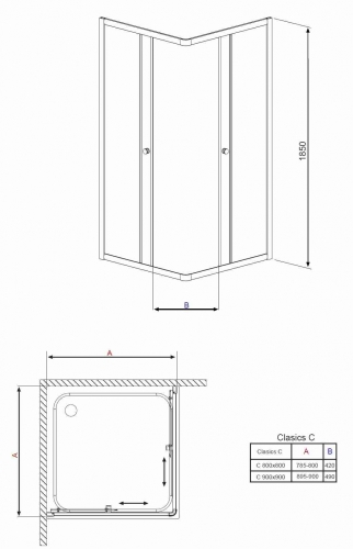 Radaway Classic C szögletes zuhanykabin 80x80 (30060-01-01)