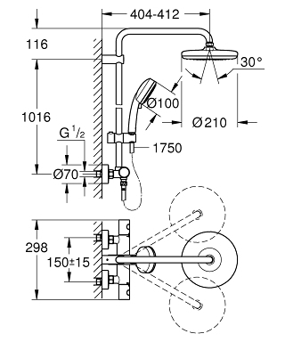 Grohe Tempesta Cosmopolitan 210 zuhanyrendszer 27922001