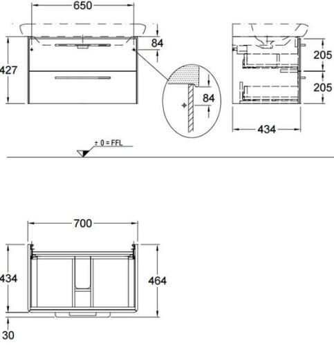 Keramag It! 2 fiókos mosdószekrény, szürke 819181 (819181000)