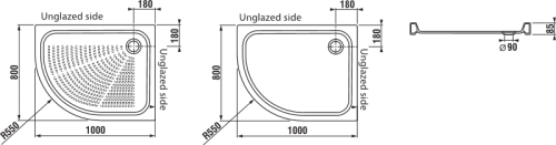 Jika Tigo 100x80 cm aszimmetrikus kerámia zuhanytálca, balos, antislip H8522106000001