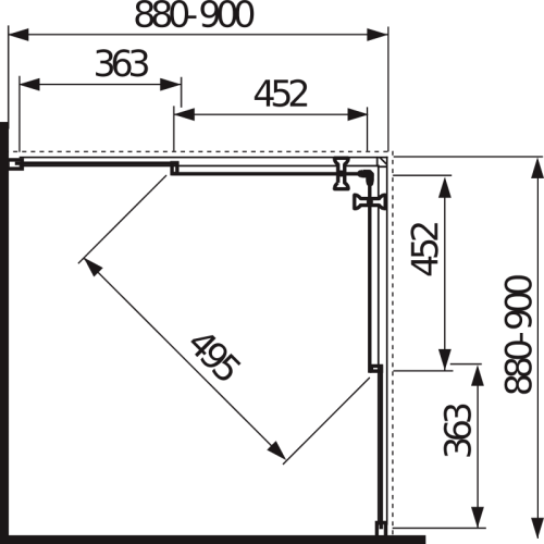 Jika Lyra Plus 90x90 cm szögletes zuhanykabin H2513820006651