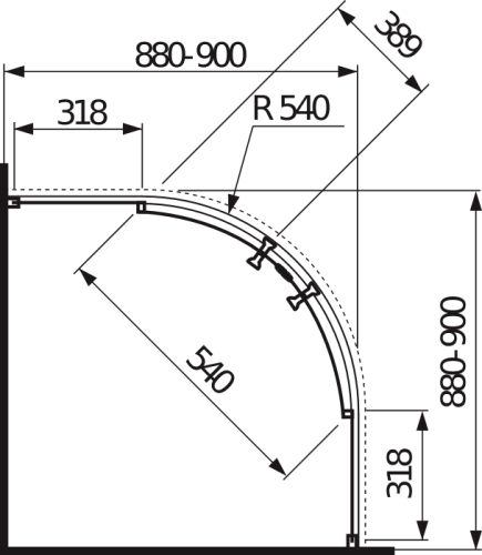 Jika Lyra Plus 90x90 cm negyedköríves zuhanykabin H2533820006681