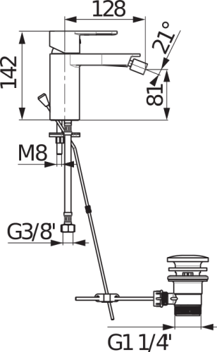 Jika Mio-N bide csaptelep leeresztő szeleppel H3411V10041111