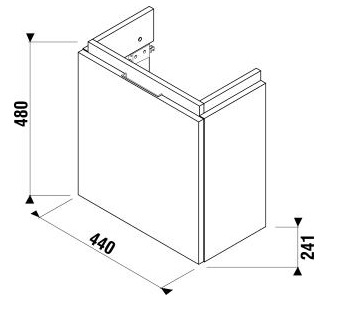 Jika Cubito Pure alsószekrény a 45 cm-es aszimmetrikus kézmosóhoz, sötét fenyő H40J4201004611