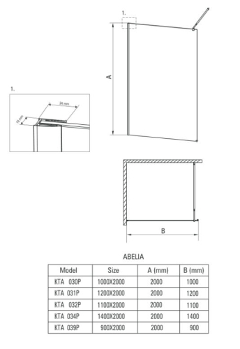 Deante Abelia 90 cm-es zuhanyfal KTA 039P