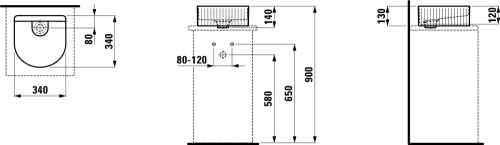 Laufen Sonar 34x34 cm pultra ültethető mosdó textúrával H8123410001121