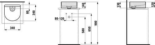 Laufen Sonar 34x34 cm pultra ültethető mosdó textúrával LCC felülettel H8123414001121