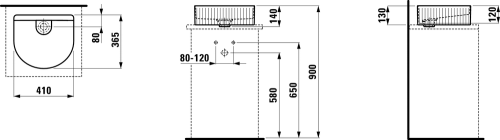 Laufen Sonar 41x36,5 cm pultra ültethető mosdó textúrával H8123430001121