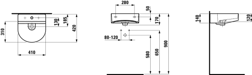 Laufen Sonar 41x42 cm kézmosó fehér H8153410001041