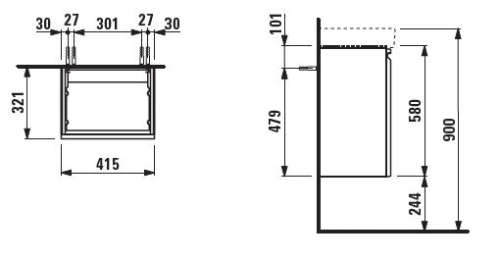 Laufen Pro S fürdőszobai alsószekrény jobbos, grafit H4833020964801