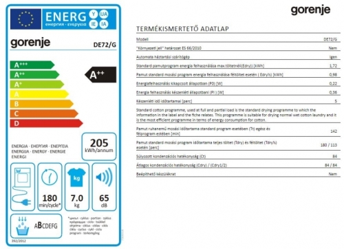 Gorenje DE72/G Kondenzációs szárítógép (730016)