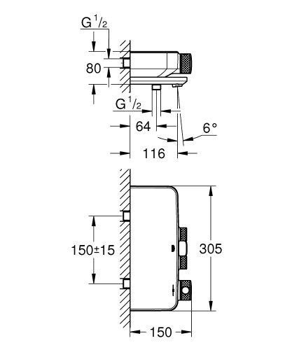 Grohe Grohtherm Smartcontrol termosztátos kádtöltő csaptelep 34718000