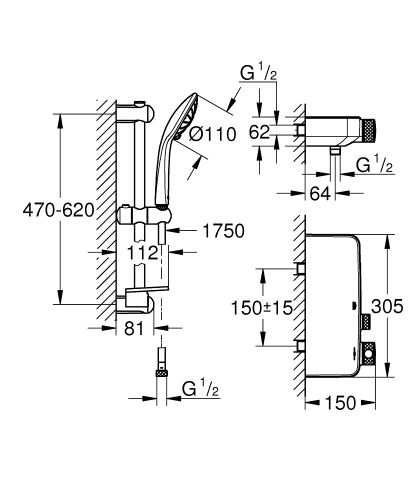 Grohe Grohtherm Smartcontrol termosztátos zuhanycsaptelep zuhanyszettel 34720000