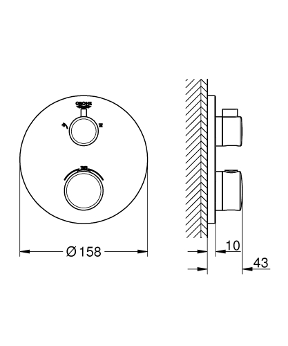 Grohe Grohtherm falsík alatti termosztátos zuhanycsaptelep, 2 funkciós 24076000