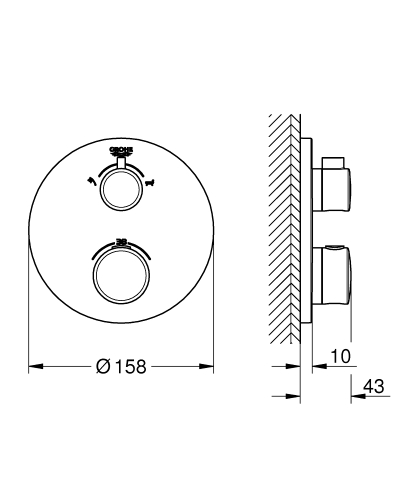 Grohe Grohtherm falsík alatti termosztátos zuhanycsaptelep, 2 funkciós 24077000