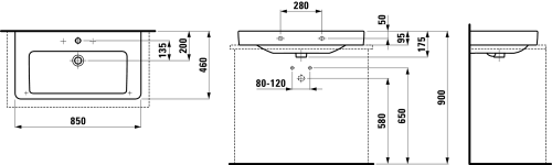 Laufen Pro S 85x46 cm mosdó csiszolt alj LCC felülettel H8169654001041 (8.1696.5.400.104.1)