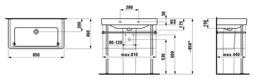 Laufen Pro S 85x46 cm mosdó csaplyuk nélkül LCC felülettel H8139654001091 (8.1396.5.400.109.1)