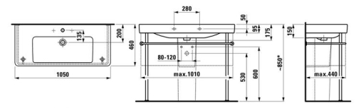 Laufen Pro S 105x46 cm mosdó LCC felülettel H8139664001041 (8.1396.6.400.104.1)