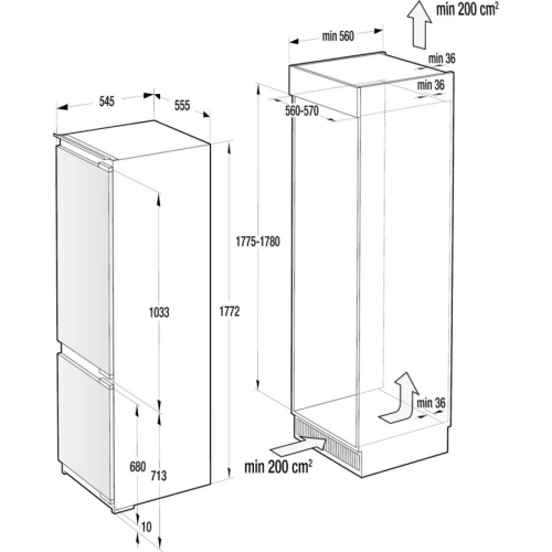 Gorenje RKI5182A1 Beépíthető alulfagyasztós hűtőszekrény