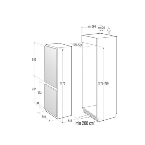 Gorenje RKI4182E1 Beépíthető alulfagyasztós hűtőszekrény (732548)