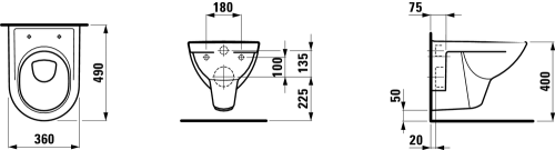 Laufen Pro Compact fali wc LCC felülettel H8209524000001 (8.2095.2.400.000.1)