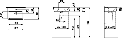 Laufen Pro 45x34 cm mosdó csapteleppel szett H8609530000001