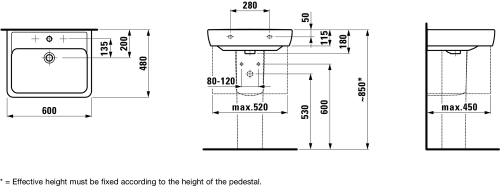 Laufen Pro A 60x48 cm mosdó LCC felülettel H8189524001041 (8.1895.2.400.104.1)