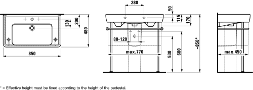 Laufen Pro A 85x48 cm mosdó LCC felülettel H8139564001041 (8.1395.6.400.104.1)