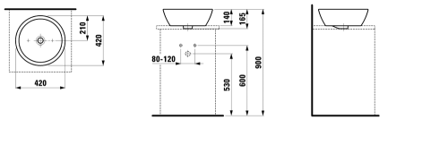 Laufen Pro 42x42 cm ráültethető mosdó LCC felülettel H8129624001091 (8.1296.2.400.109.1)