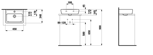 Laufen Pro A 45x34 cm kézmosó csiszolt alj LCC felülettel H8119524001041 (8.1195.2.400.104.1)