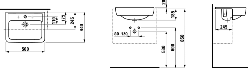 Laufen Pro 56x44 cm mosdó LCC felülettel H8129614001041 (8.1296.1.400.104.1)