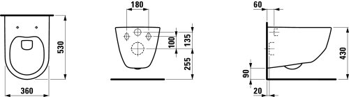 Laufen Pro Rimless - perem nélküli fali wc LCC felülettel H8209664000001 (8.2096.6.400.000.1)