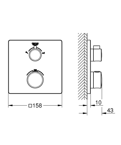 Grohe Grohtherm falsík alatti termosztátos zuhanycsaptelep, 2 funkciós 24080000