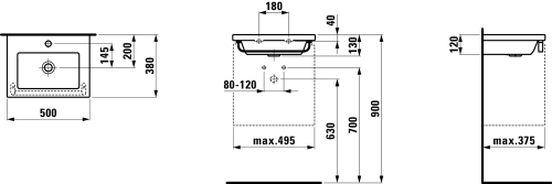Laufen Living Square 50x38 cm kézmosó H8154340001041