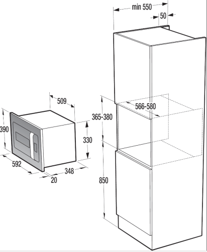 Gorenje BM235ORAB Beépíthető mikrohullámú sütő grillel