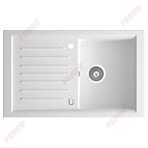 Ferro KIZZ egymedencés csepptálcás mosogató 50x81x19 cm, fehér DRG50/81W