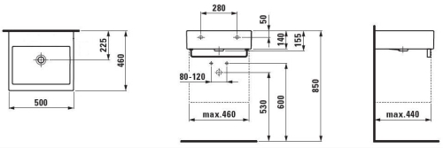 Laufen Living City 50x46 cm mosdó csaplyuk nélkül H8174310001091