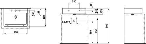 Laufen Living City 60x46 cm mosdó csiszolt alj H8174340001041