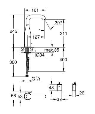 Grohe Essence E Infravörös elektronikus mosdócsaptelep 6V 36445000