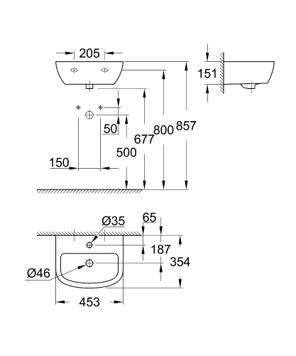 Grohe Bau Ceramic 45x35 cm kézmosó 39424000