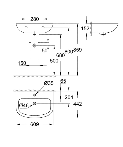 Grohe Bau Ceramic 60x44 cm mosdó 39421000