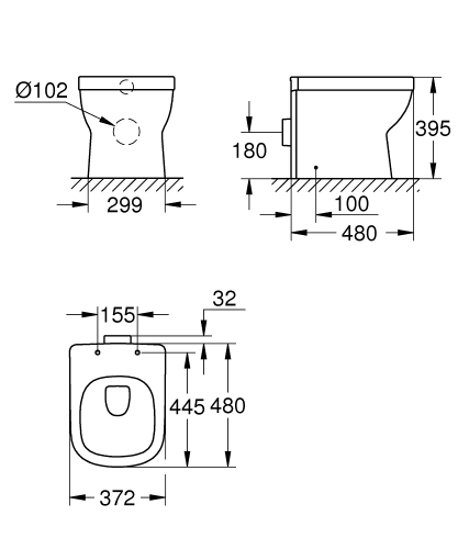 Grohe Euro Ceramic perem nélküli álló wc 39329000