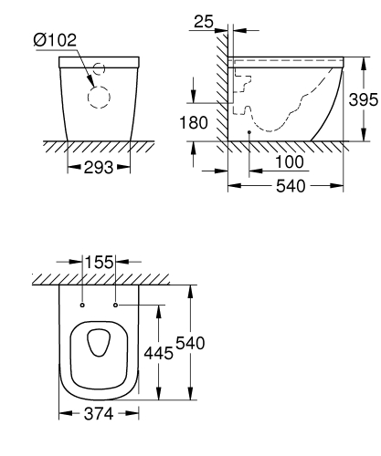 Grohe Euro Ceramic perem nélküli álló wc 39339000