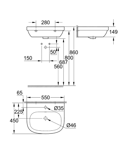 Grohe Euro Ceramic 55x45 cm mosdó 39336000