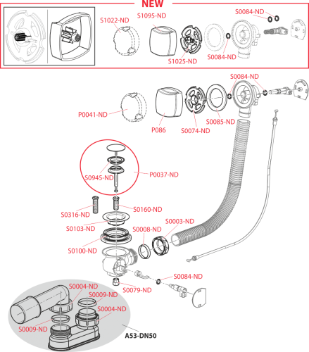 Alcaplast A51CR automata kádszifon, króm (hossz 570mm)