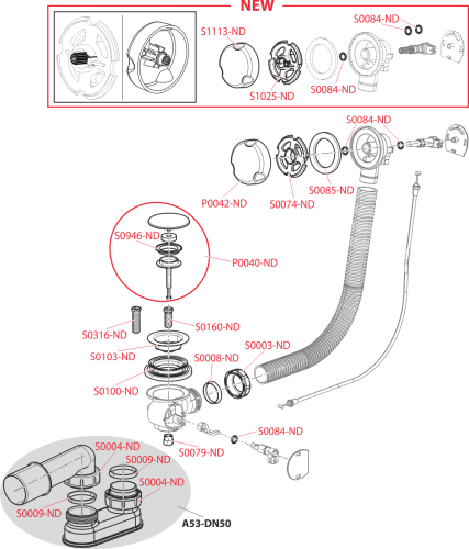 Alcaplast A51BM 100 automata kádszifon, fehér (hossz 1000mm)